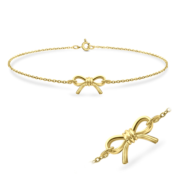 Gold Plated Adorable Bow Silver Bracelet BRS-132-GP